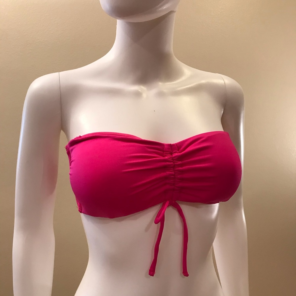 Kona Sol Bandeau Bikini Top With Halter Strap NEW Size Small Pink Beach Resort